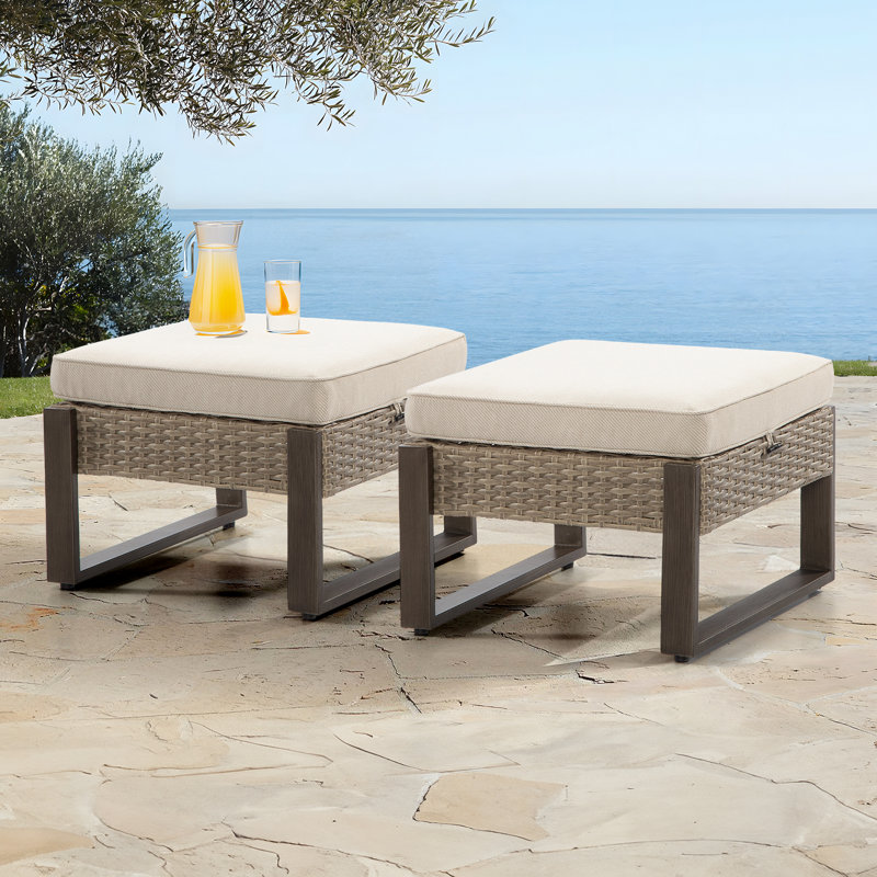 Latitude Run® Amika Outdoor Ottoman with Sunbrella® Cushion | Wayfair